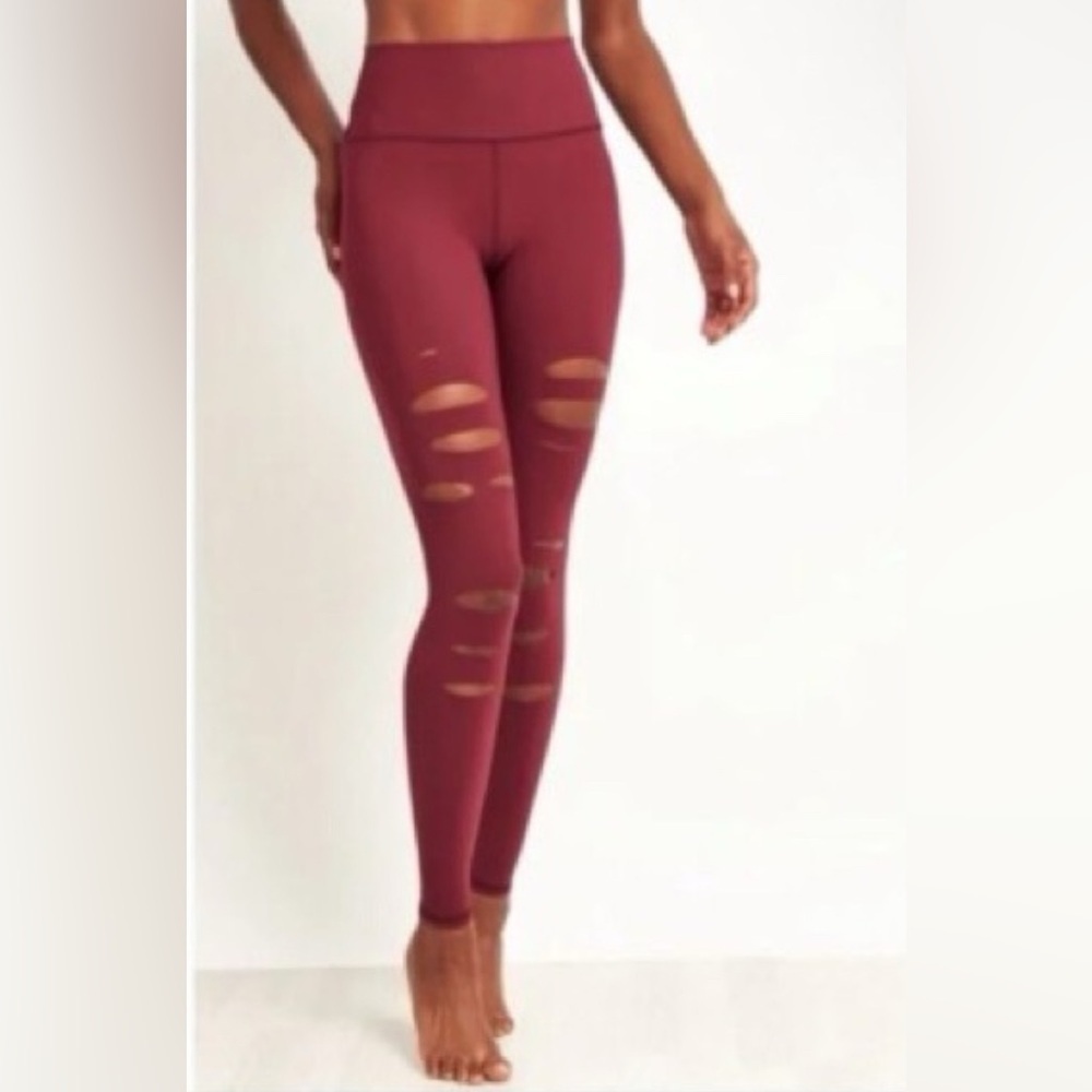 ALO Yoga high waisted ripped warrior legging - red